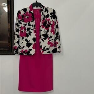 Black Label by Evan Picone Pink and White floral Dress - size 8